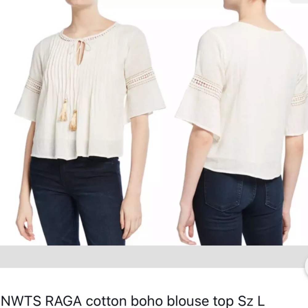 RAGA cotton boho blouse top Sz L